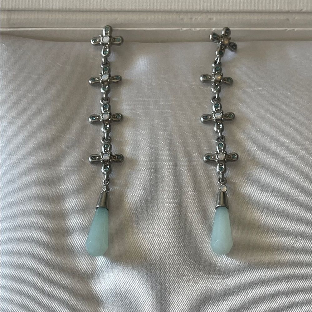 Elegant Silver and Blue Drop Earrings